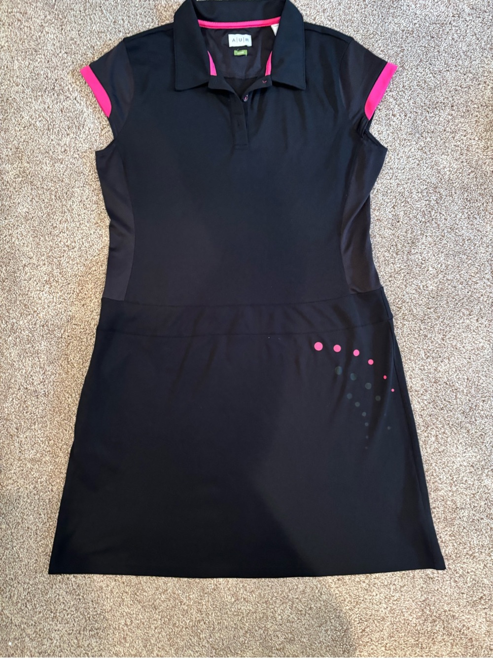 Aqua Black Mini Dress with Pink Accents